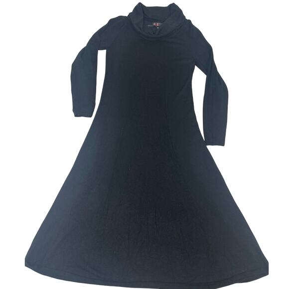 R&K original Soft black turtleneck sweater dress flare bottom long sleeves Med. - Picture 1 of 6